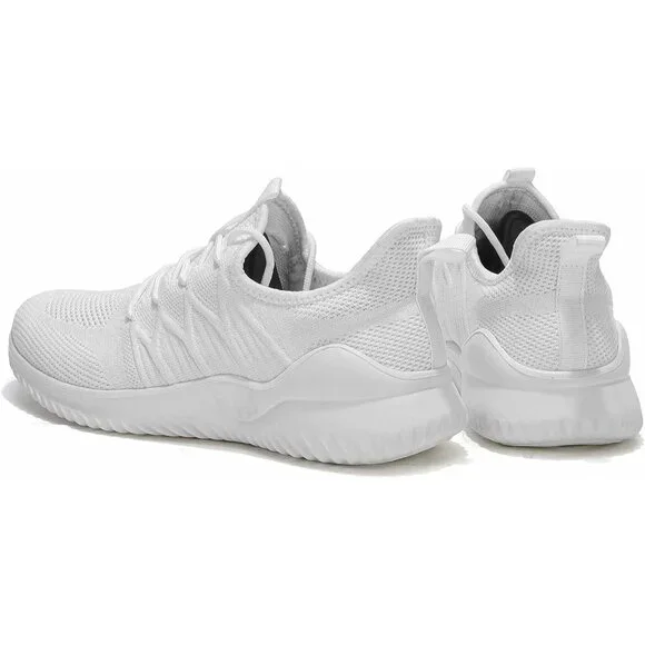 Men's Lightweight Casual All White Running Walking  Soft Sole Sneakers Shoes - Picture 7 of 7